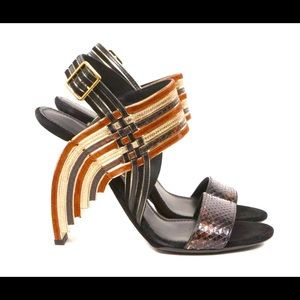 Salvatore Ferragamo Black Brown Leather Shoes 8 M